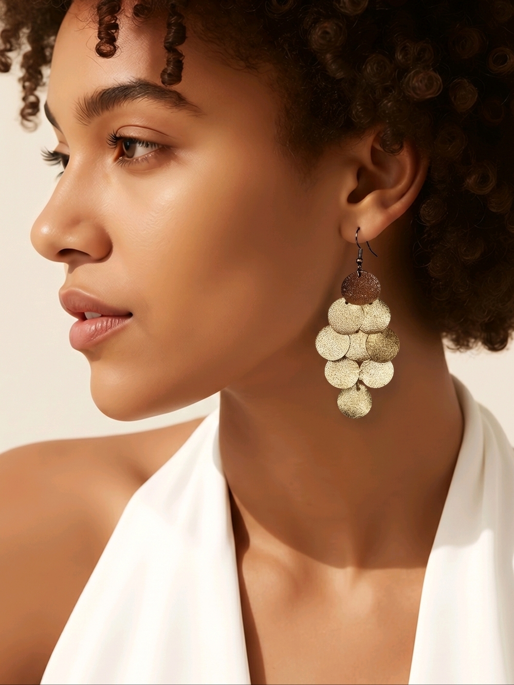 NWT Gold Lightweight Disc Jingle Earrings ~2 1/4"
